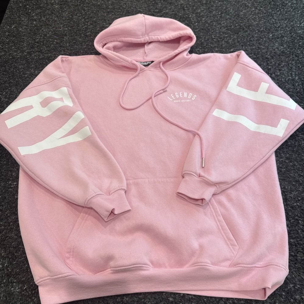 American Bazi oversized pink hoodie legend make history spell out trendy